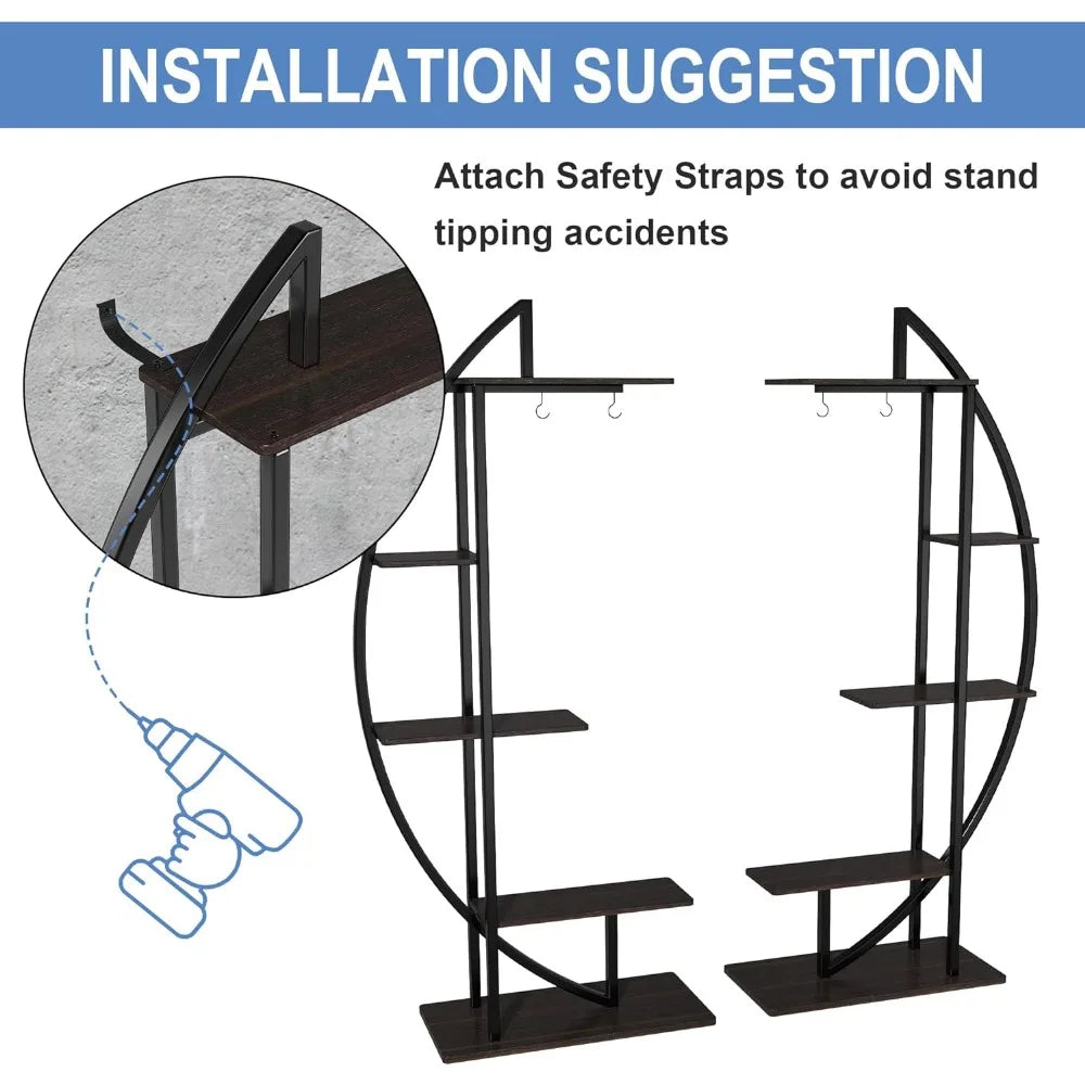 71" Metal Flower Stand With 4 Hanging Hooks