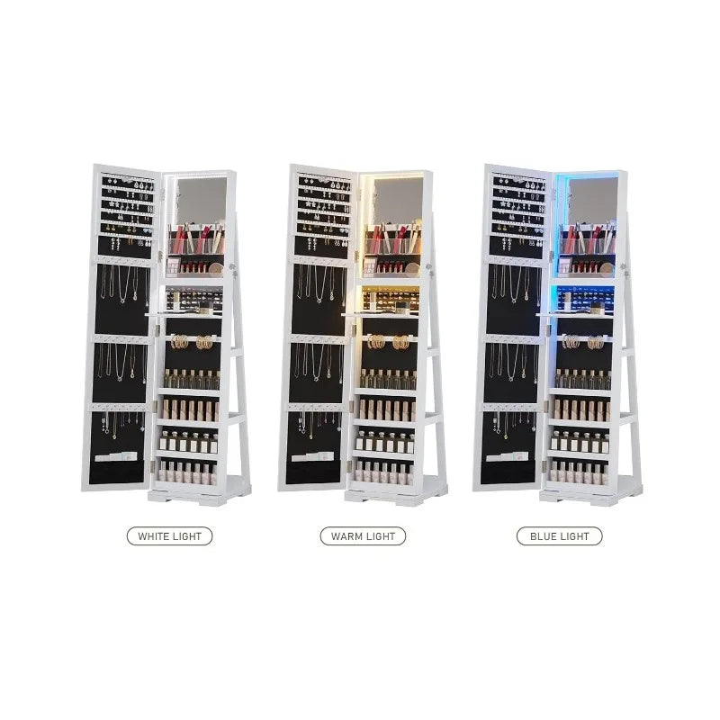 LED Jewelry Armoire with Full Length Mirror