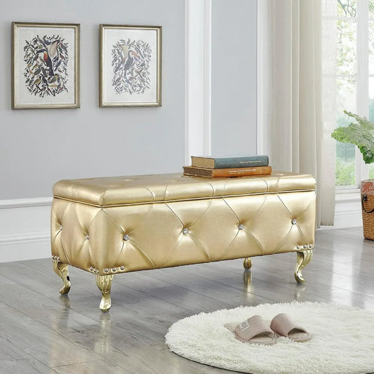 Faux Leather Large Storage Ottoman Bench