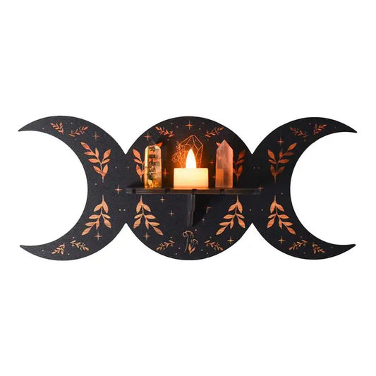 Wooden Triple Goddess Crystal Display