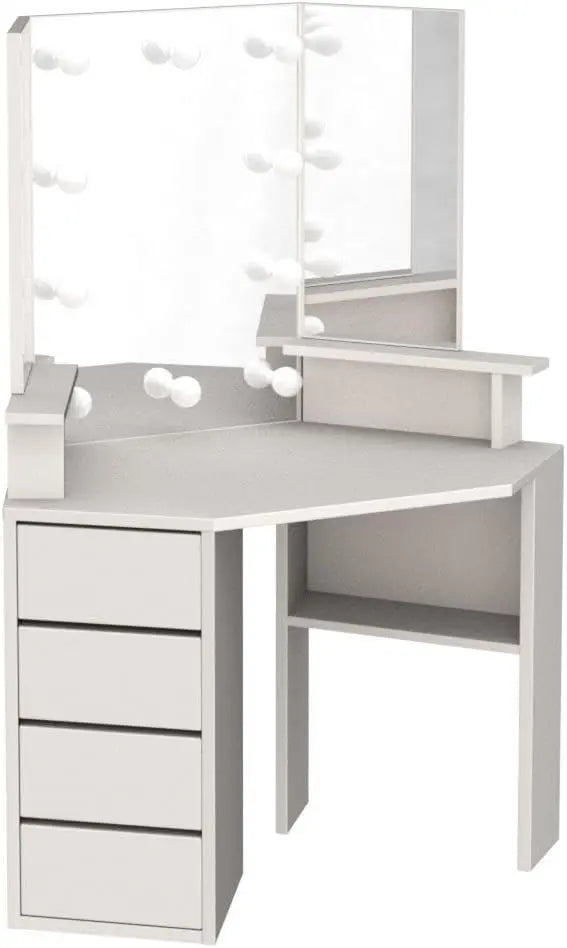 42 inch Corner Vanity Mirror with Lights and 4 Drawers-3 Lighting Modes