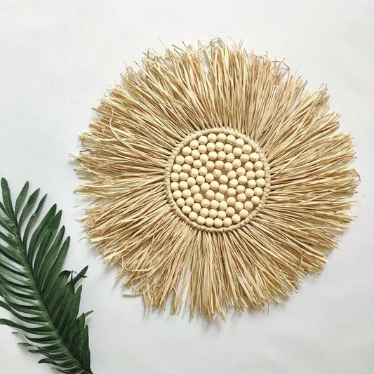 Natural Raffia Woven Bohemian Wall Decor