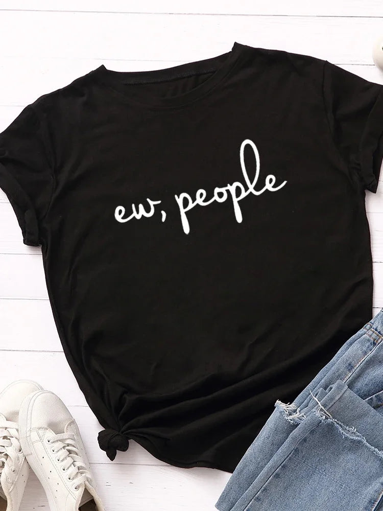 Ew People Letter Print T-Shirt