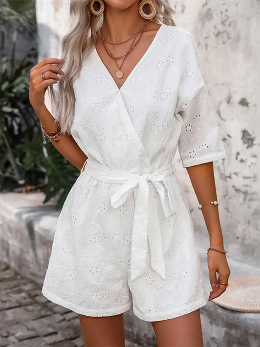 Tied Front Eyelet Romper CMP