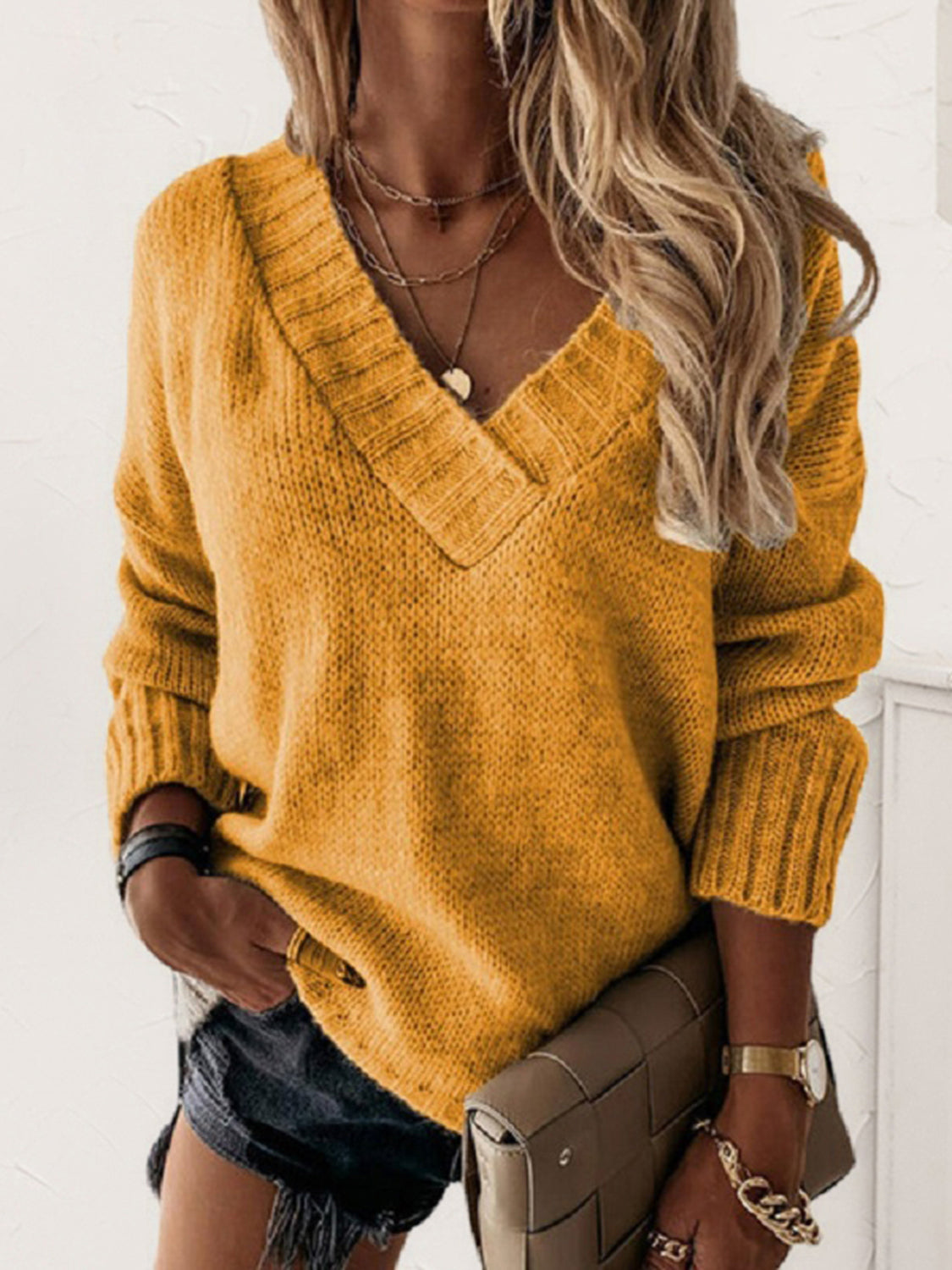 V-Neck Long Sleeve Knit Top CMP