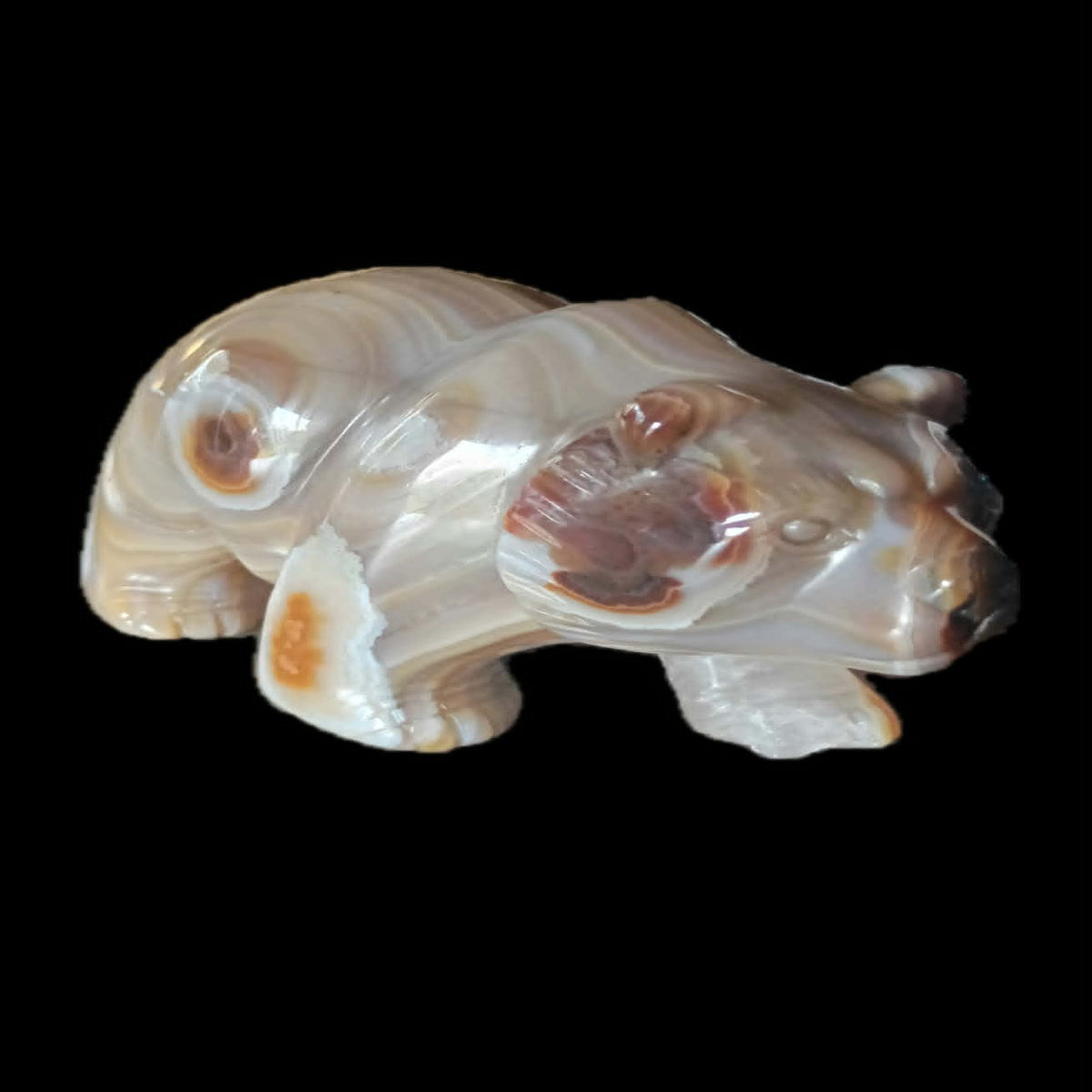 Crystal Cave Guardian: Crystal Cave Chocolate Agate Bear Carving