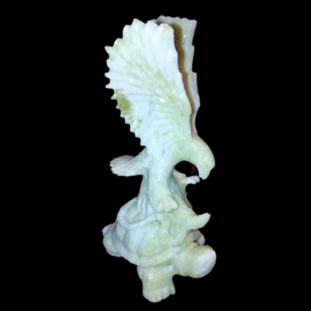 Cauliflower Jade Eagle-Snake-Turtle: Talisman of Tri-Force Longevity Carving - CMP