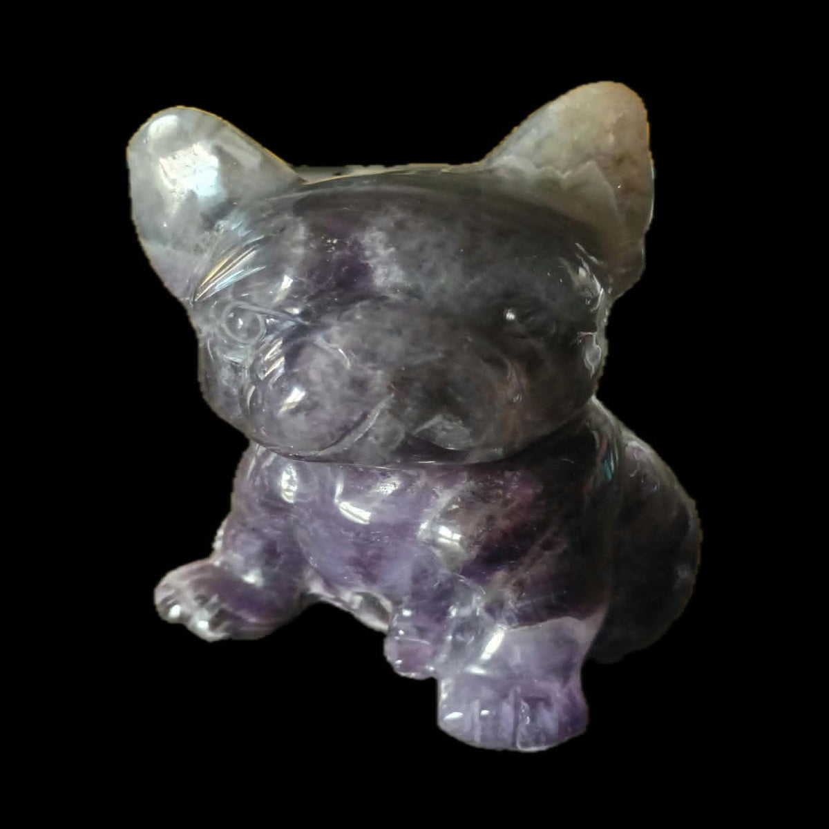 Dream Companion: Dream Amethyst French Bulldog Carving of Intuitive Loyalty