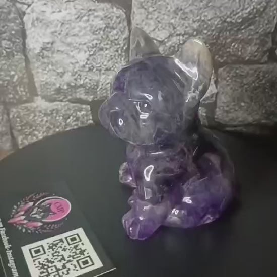 Dream Companion: Dream Amethyst French Bulldog Carving of Intuitive Loyalty