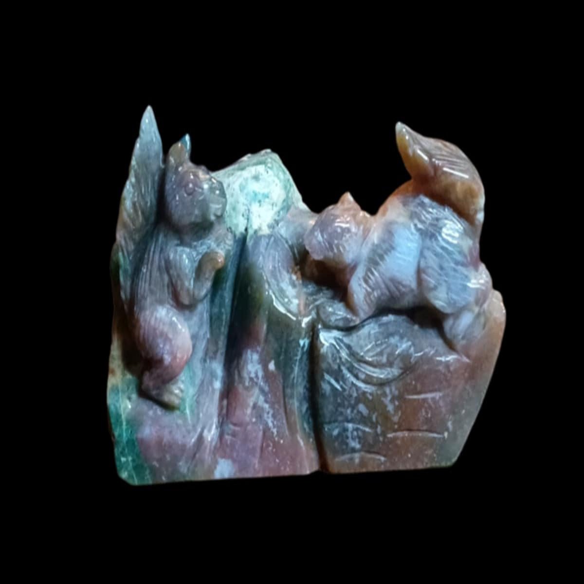 Squirrels on a Log: Ocean Jasper Carving - CMP