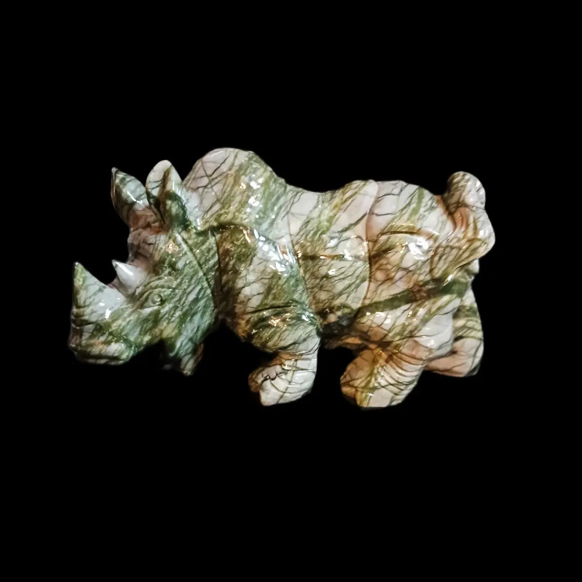 The Emerald Vanguard: Nephrite Jade Rhino Carving - CMP