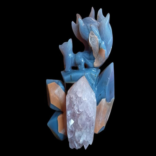 The Fox of Wisdom and Prosperity: Crystal Cave Agate Carving - CMP
