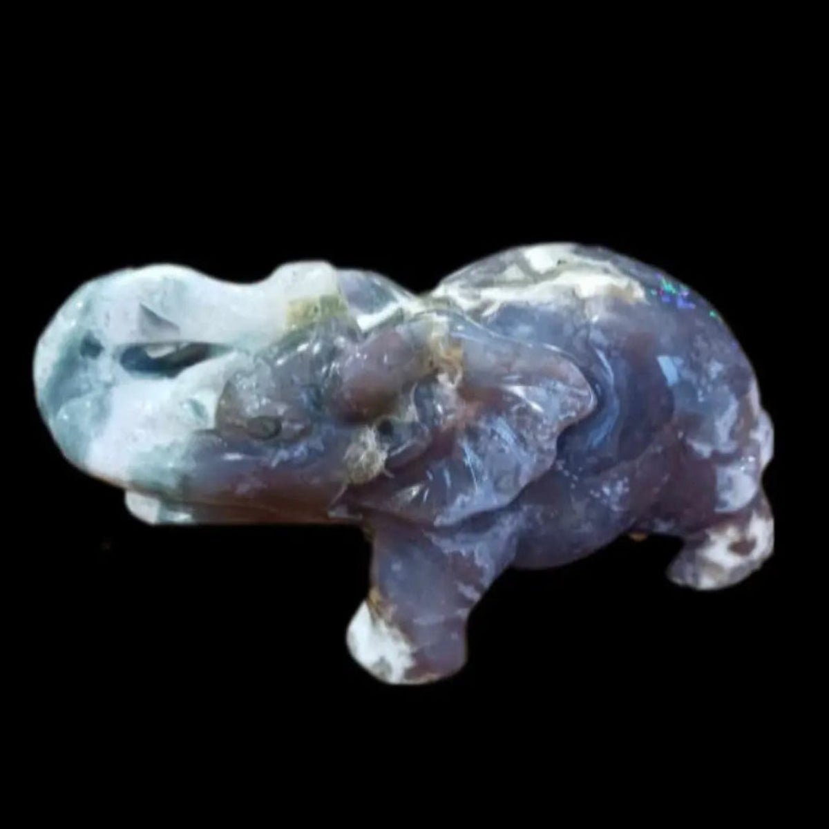 The Gentle Giant of the Tides: Ocean Jasper Elephant with Druzy Carving - CMP