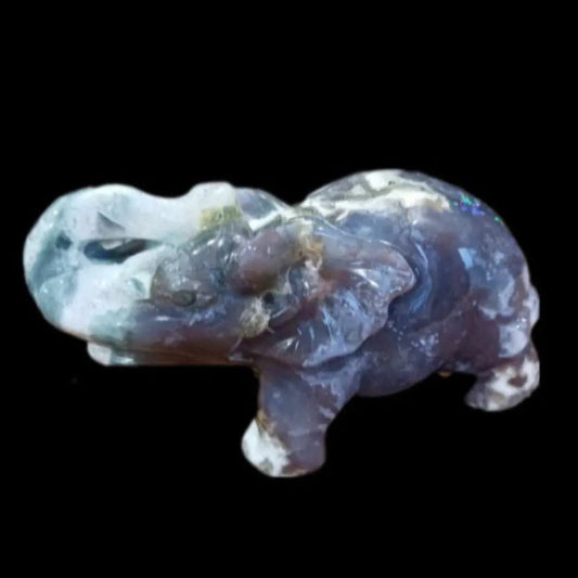 The Gentle Giant of the Tides: Ocean Jasper Elephant with Druzy Carving - CMP