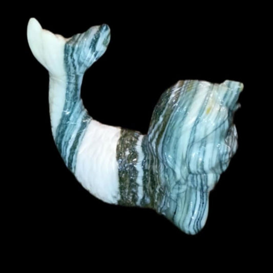 The Lore-Keeper of Atlantis: Striped Jade Mermaid Carving - CMP