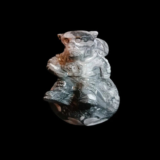 The Lunar Leap: Picasso Jasper Monkey on the Moon Carving - CMP
