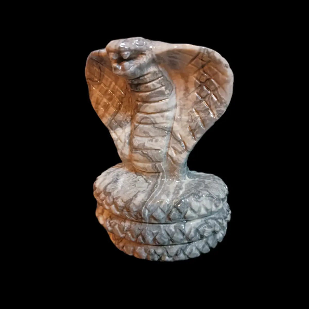 The Serpent of Transformation: Picasso Jasper Snake Carving - CMP